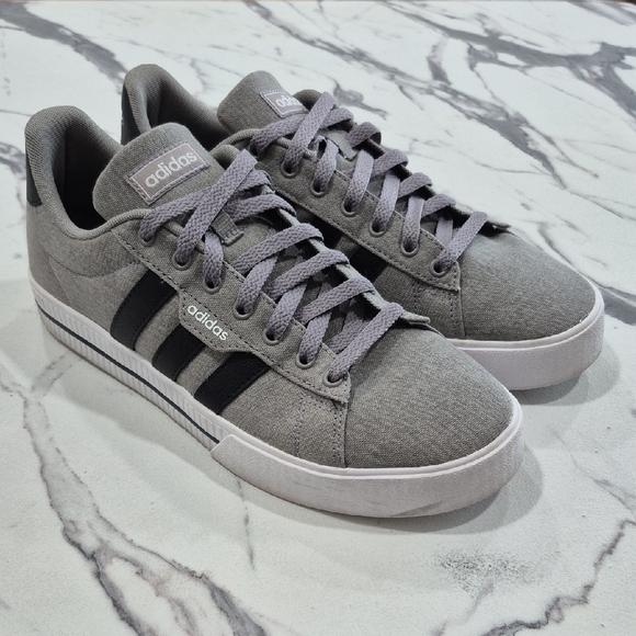 Adidas Canvas Daily 3.0 M Sneakers, Size 9 Dove Gray, Black, & White - Picture 1 of 12